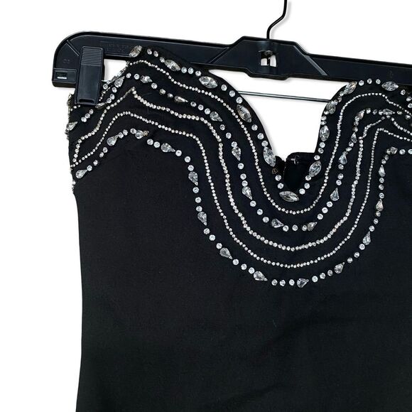 NWT NBD Dextra Embellished Mini Dress Black rhinestone strapless Revolve M - Picture 3 of 12
